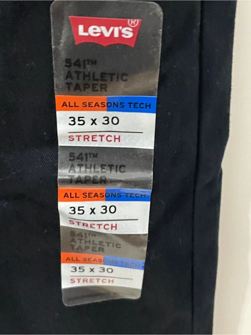 NWT Levi's 541 Men's Black Athletic Taper Jeans All Seasons Tech 35x30 Stretch